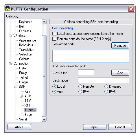 putty ssh connection